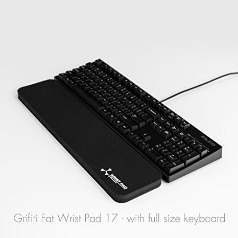 Grifiti Fat Wrist Pad 17 in Black is a 4 Inch Wide Wrist Rest for Standard Keyboards and Mechanical Keyboards and 17 inch Laptops, Notebooks, and MacBooks