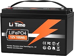 LiTime 12V 100Ah LiFePO4 Batterie, 1280Wh Lithium Akku mit 100A BMS, Max. 15000 Zyklen Ladezyklen, Unterstützung in Serie/Parallelschaltung, Perfekter Ersatz für Blei-Säure für Wohnmobile, Solaranlage