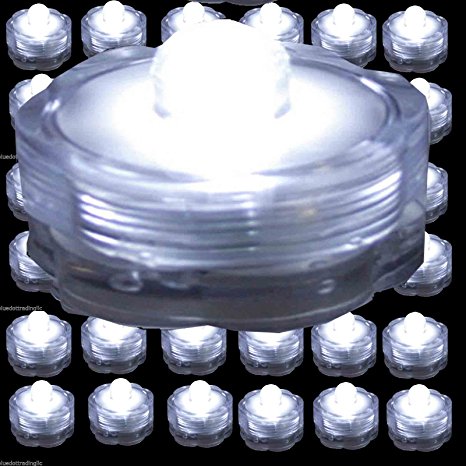 SUPER Bright LED Floral Tea Light Submersible Lights For Party Wedding (White, 20 Pack)