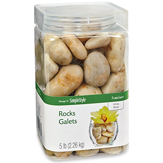 FloraCraft RS9826/3/2 Rocks with 5-Pound Square Reuseable Jar, Multiple Shades, Multiple Sizes, White