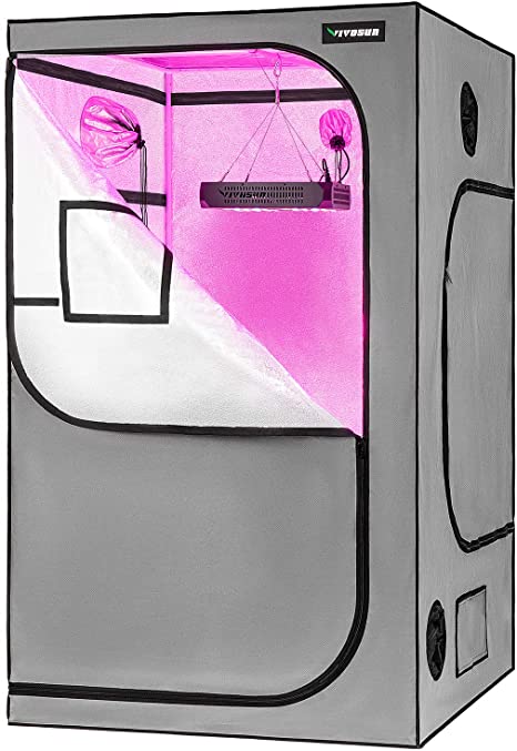 VIVOSUN 48"x48"x80" Grow Tent with Observation Window and Floor Tray, Mylar hydroponic Tents for Plants 4x4 FT