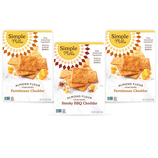 Simple Mills, Snacks Variety Pack, Smoky BBQ Cheddar, Farmhouse Cheddar Variety Pack, 3 Count (Packaging May Vary)
