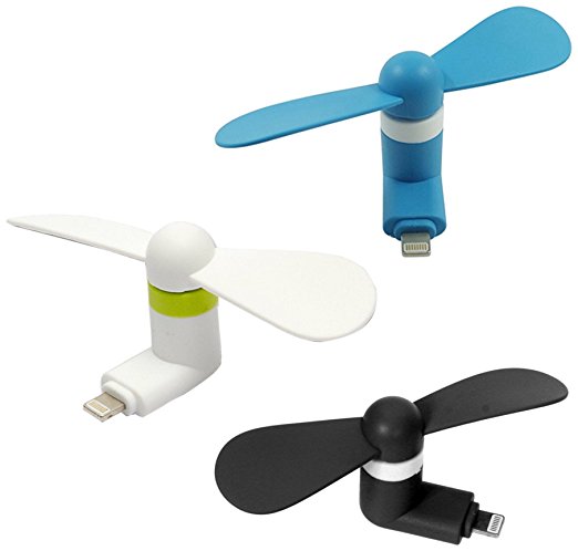 P46 Digital Mini Bundle of Blue Black and White Fan for iPhone - 3 Count