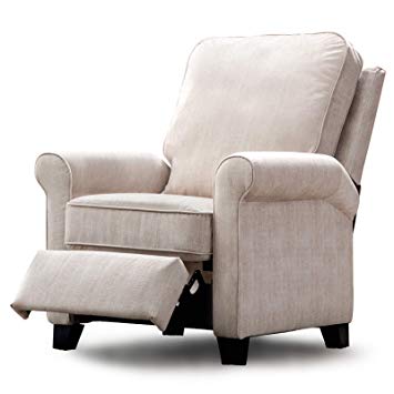 ANJ Pushback Recliner, Manual Recliner Chair with Thickness Cushion, Cream