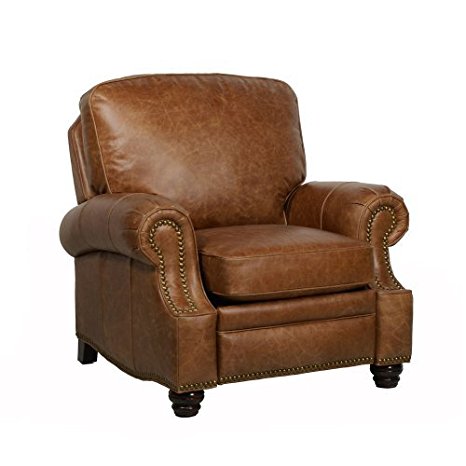 Barcalounger Longhorn II Leather Recliner Saddle Leather/Espresso Wood Legs