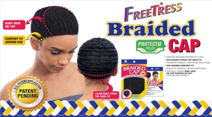 Shake-N-Go Protectif Style Braided Cap Made For Crochet Braids & Weaves - Black