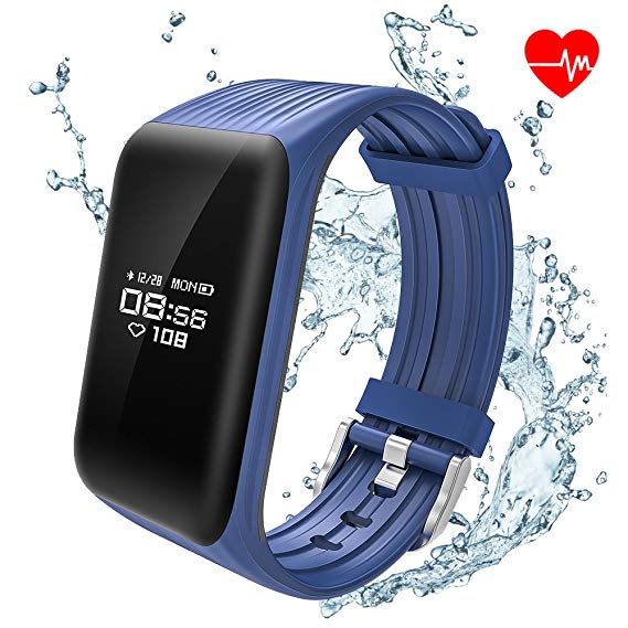 ALANGDUO Waterproof Fitness Tracker HR, Activity Trackers Fitness Watch with Heart Rate Monitor, Sports Activity Tracker Sleep Monitor Step Counter Bracelet Wristband for Kids Women Men