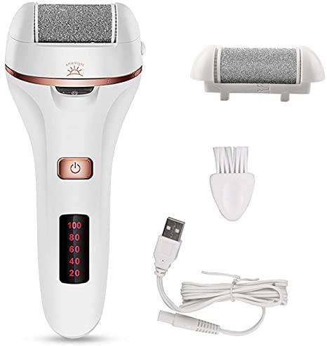 Callus Remover for Feet, Vcloo Electronic Foot File Smooth Pedicure Tool for Hard Dead Skin, Applicable to Wet and Dry Feet, Battery Indicator, Rechargeable