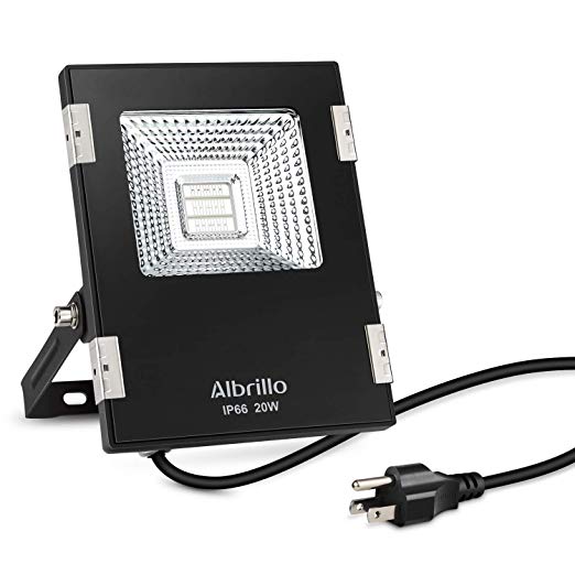 Albrillo RGB LED Flood Lights 20W Outdoor with Remote Control and US Plug, 4 Modes Adjustable 16 Colors Changing Exterior Flood Light Waterproof IP66