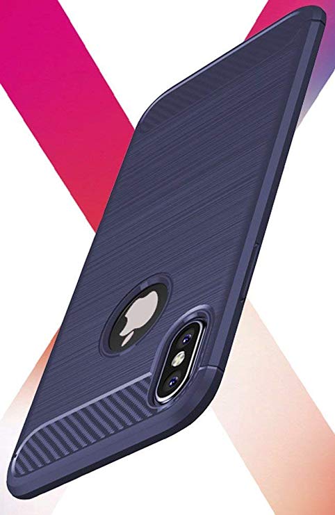 iPhone Xs Case/iPhone X Case - Blue for iPhone 10s (Ten) Case with Extreme Heavy Duty Protection and Air Cushion Technology for Apple iPhone X. Thinest Protect Hard Case Carbon Fiber Design
