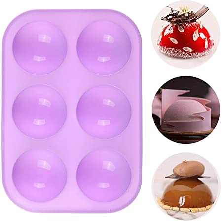 MOTZU 6 Holes Silicone Baking Mould for Mousse Cake, 3D Semicircle Baking Non-Stick Mould, Semi Sphere Dessert Moulds for DIY Chocolate Pastry Truffle Pudding Jelly Cheesecake