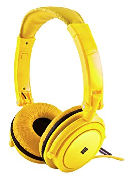 Polaroid Neon Headphones With Carring Case, Built-in Mic, Compatible With All Devices,Yellow