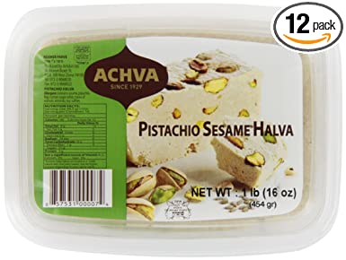 Achva Halva, Pistachio, 16-Ounce Trays (Pack of 12)