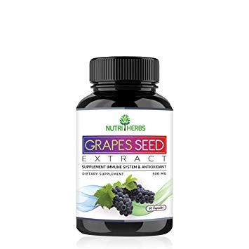 Nutriherbs Grapes Seed Extract Support Immune System & Antioxidant Supplement 90 Capsules