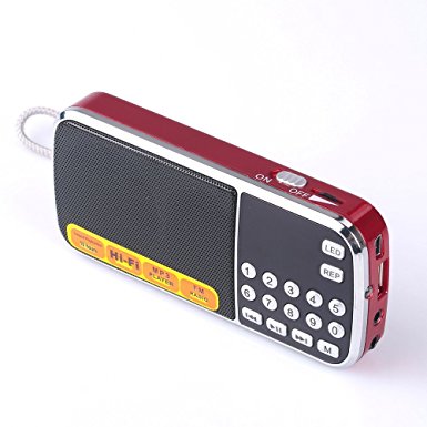 Mfine Portable Mini USB FM Radio Speaker Music Player Micro SD/TF Card For PC iPod Phone (088 Red)