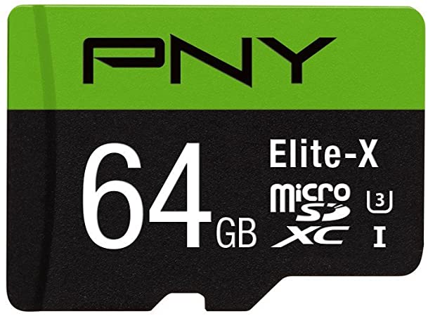 PNY Elite-X 64GB microSDXC Card with Adapter - UHS-I, U3 - up to 90MB/sec (P-SDU64U390EX-GE)