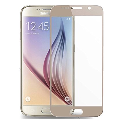 Cyxus [Full Coverage] High Definition 9H Premium Tempered Glass Screen Protector for Samsung Galaxy S6 [Edge to Edge Protection] (Gold)