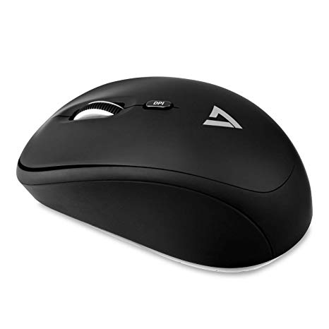 V7 MW100-1N 4-Button Wireless Optical Mouse with Adjustable DPI, Mobile, Black