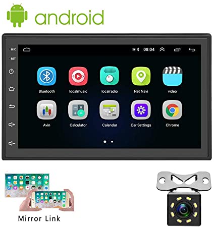 Double Din Android Car Stereo with GPS 7 Inch Capacitance Touch Screen FM Radio Reciever Supports Mirror Link for iOS/Android Phones WiFi Connect   Backup Camera