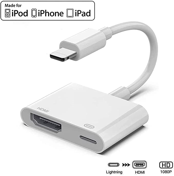 [Apple MFi Certified] Lightning to HDMI,Lightning to Digital AV Adapter 1080P Digital Audio AV Converter HDMI Sync Screen Connector with Charging Port for iPhone,iPad, iPod on HDTV/Projector/Monitor