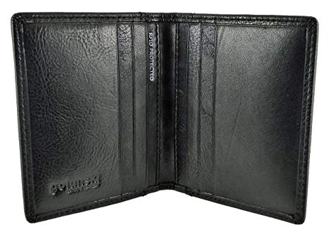 Compact Slimline Italian Leather RFID Blocking Credit Card Holder, Wallet In Black, Brown, Tan and Red (Black)