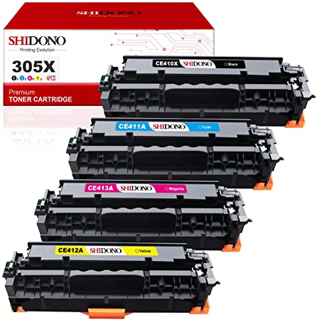 Shidono Remanufactured Toner Cartridge Replacement for HP 305X 305A Fits with HP Laserjet Pro 400 Color M451dw/M451dn/M451nw/M375nw/M475dn/M475dw Printer,[4-Pack, 1Black/1Cyan/1Yellow/1Magenta]