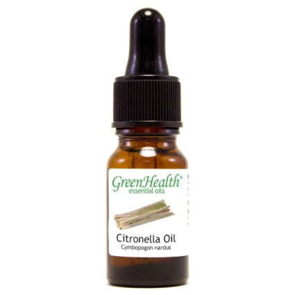 Citronella - 1/3 fl oz (10 ml) Glass Bottle w/ Glass Dropper - 100% Pure Essential Oil - GreenHealth