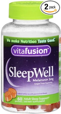 Vitafusion Sleep Well Gummy Sleep Support, 3 mg of melatonin, 60 Count (Pack of 2)