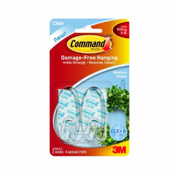 COMMAND Indoor Hooks, 8 Clear Medium Hooks, Indoor Clear, Holds 2 Lbs.