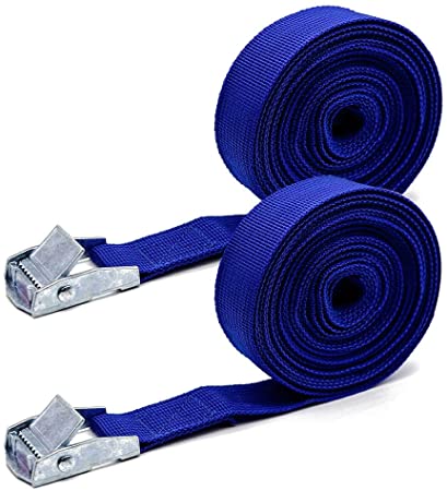 2x Lashing Straps with Buckle Good for Roof-top Tie Down Mounted Cargo(16'x1")