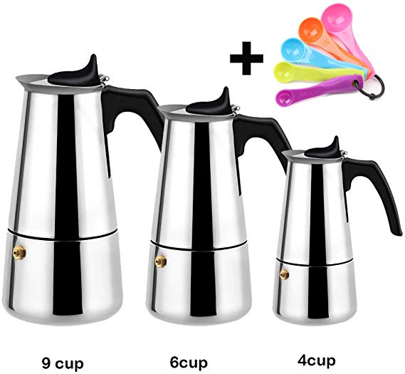 NARCE Stainless Steel Percolator Coffee Maker Stovetop Espresso Maker Moka Pot Coffee (9cup-450ML)