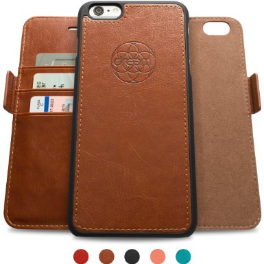 Dreem iPhone 66s PLUS Case with Detachable Wallet Folio 2 Kickstands Gift Box Premium Vegan Leather Fibonacci Series Brown
