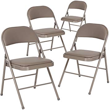 Flash Furniture 4 Pk. HERCULES Series Double Braced Gray Vinyl Folding Chair