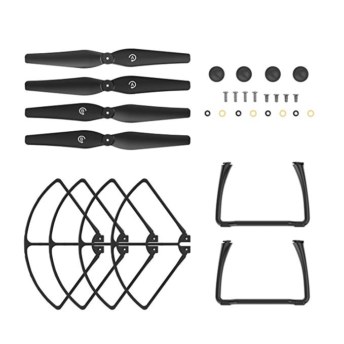 Holy Stone HS100 Black RC Drone Quadcopter Spare Parts Crash Pack (4 Black Blades   4 Propeller Guards   2 Landing Gears   4 Blades Screws  4 Bottom Body Screws 4 Blades Caps   4 Fixed Rubber Parts for Blades   4 Blades Shims )