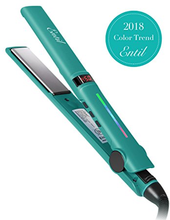 Hair Straightener, Entil Flat Iron with 1 inch Ionic Ceramic Titanium Plates, Professional Salon Tool, Dual Voltage, Digital Controls for Women with Curly Long Short Thick Fine Thin Wavy Hair Travel