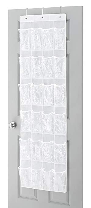 Whitmor 6044-13-CTF White Crystal Collection Over the Door Shoe Organizer, Clear