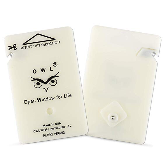 OWL Car Window Breaker Card & Seatbelt Cutter, Auto Crash Emergency Escape Tool Card, Life Saving Survival Kit - Made in USA (1 Ivory Card/no Holder)