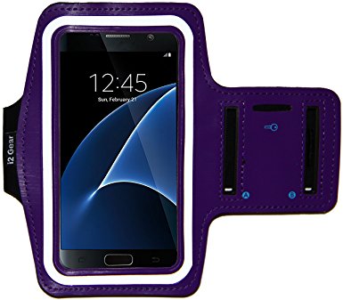 Galaxy S7 Running & Exercise Armband with Key Holder & Reflective Band (Purple)