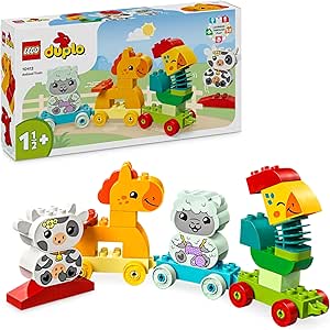 LEGO Mi Primer Duplo Tren de los Animales Juguete con Ruedas para Bebés, Animales para Construir con Creatividad, Juego Educativo Infantil, Regalo de Cumpleaños para Niños de 1.5 Años o Más 10412