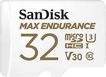 SanDisk 32GB MAX Endurance microSDHC Card with Adapter for Home Security Cameras and Dash cams - C10, U3, V30, 4K UHD, Micro SD Card - SDSQQVR-032G-GN6IA