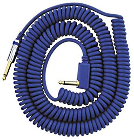 VOX VCC090BL 29.5-Feet VCC Vintage Coiled Right Angle Stereo Guitar Instrument Cable, Blue