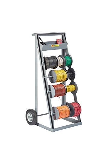 Little Giant RT4-8S Bulk Handling Wire Reel Caddy with Full Width Handle and Convenient Tool Tray, Gray Finish