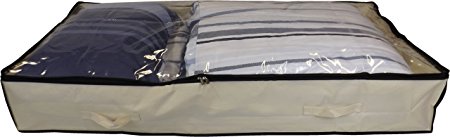 Neusu Heavy Duty Underbed Storage Bag with Clear Lid (Beige, Multipack XL 150L x2)
