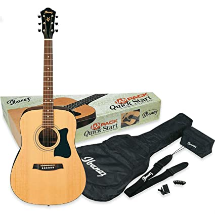 Ibanez V50NJP-NT Acoustic Guitar Pre Pack, Dreadnought, Natural High Gloss