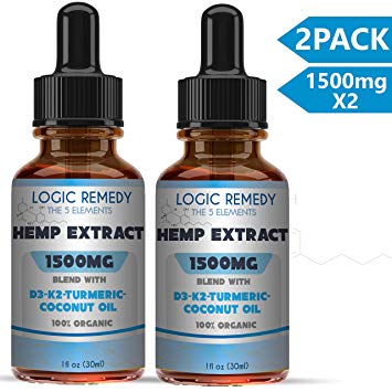 LOGIC REMEDY The 5 Elements (1500 mg) Hemp Oil-Pain, Anxiety Relief, Healthy Mood, Sleep, Skincare Support (Daily dose of Coconut, Turmeric, Vitamin D3&K2) (1 Pack)