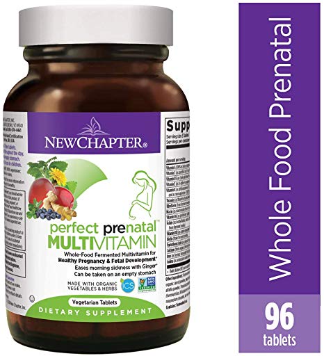 New Chapter Perfect Prenatal Vitamins, 96 ct, Organic Non-GMO Ingredients - Eases Morning Sickness with Ginger, Best Prenatal Vitamins Fermented with Wholefoods for Mom & Baby - (Packaging May Vary)