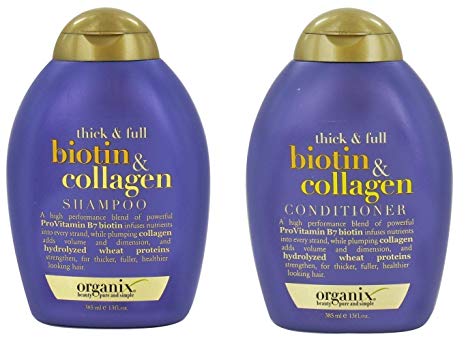 Organix Thick and Full Biotin and Collagen Shampoo & Conditioner Set, 13 Ounce each