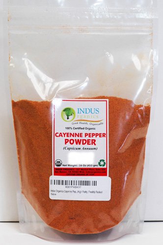 Indus Organics Cayenne Pepper Powder (60,000 SHU), 1 Lb Bag, Steam Sterilized, Premium Grade, High Purity, Freshly Packed