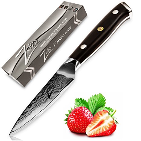 ZELITE INFINITY Paring Knife 4-inch - Best Quality Japanese VG10 Super Steel 67 Layer High Carbon Stainless Steel-Razor Sharp, Superb Edge Retention,Stain & Corrosion Resistant! Full Tang Ideal Gift