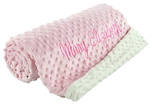 Large Personalized Baby Blankets Ultra Soft and Cozy Mink DOT, Perfect Baby Shower Gift, Pink and Ivory Customized Blanket for Girl by berry bebe